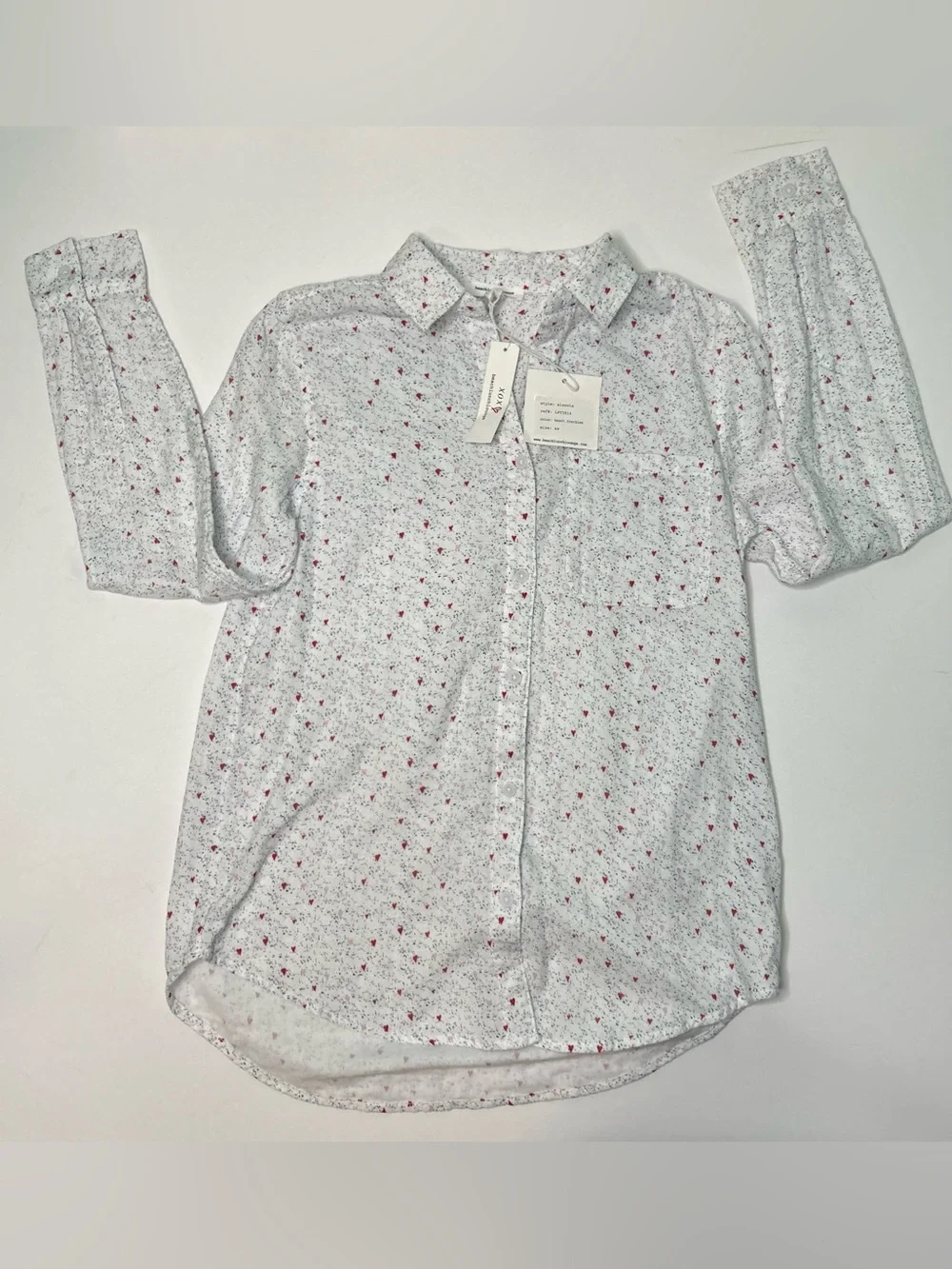 beachlunchlounge Button-Up Shirt with heart print and blue spots 100% cotton XSP